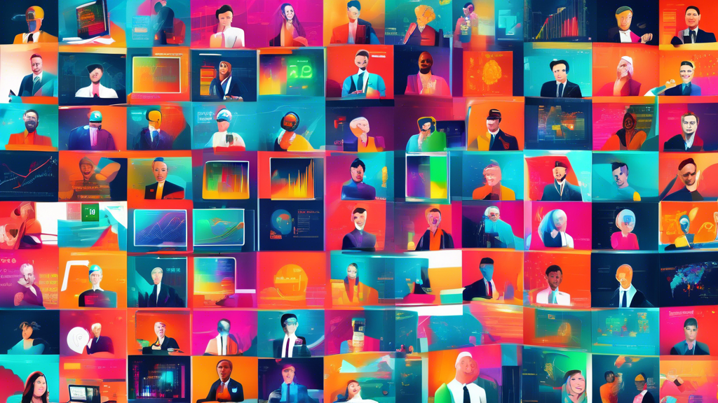 A vibrant digital collage illustrating diverse forex traders from around the world examining screens displaying dynamic, colorful forex charts and signals, with each screen highlighting different stra