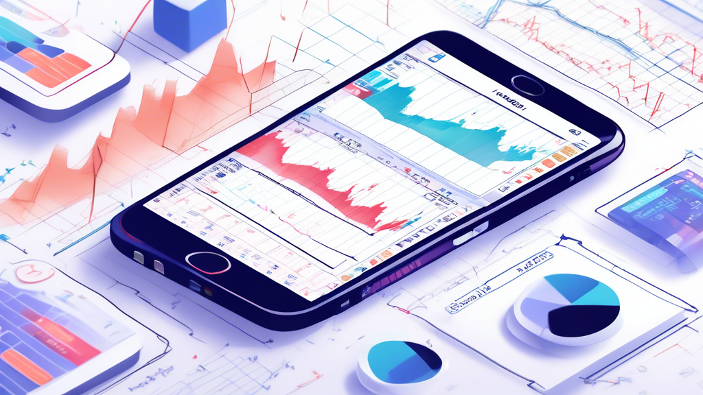 Create a detailed and informative digital illustration of a forex trading chart. The chart should include candlestick patterns, trend lines, and indicators like Moving Averages and RSI. Surround the c